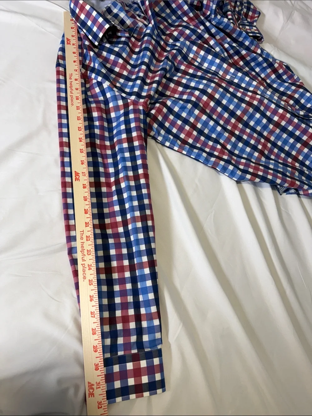 Banana Republic Red, Blue & White Plaid Button-Down Shirt Camden Fit Large